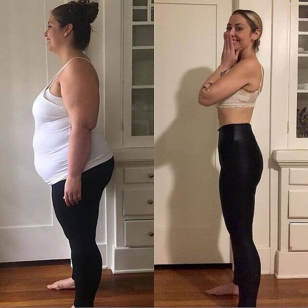 Woman before and after being taken